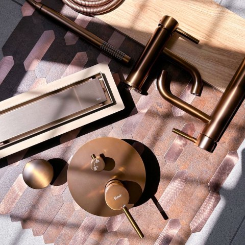 Odpływ Liniowy Rea Neox Pro Brush Copper 90