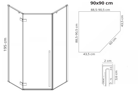 Kabina Prysznicowa Rea DIAMOND 90x90 Złota Szczotkowana