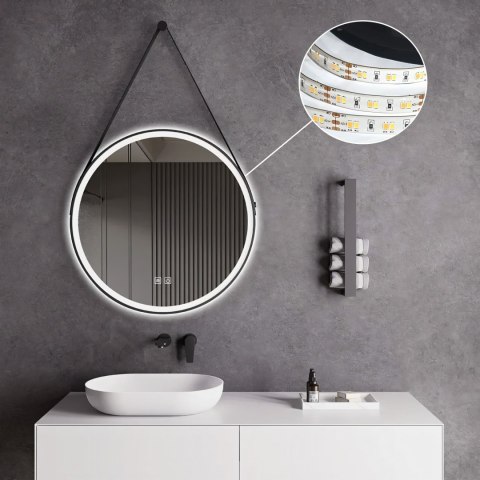 LUSTRO OKRĄGŁE LED WISZĄCE NA PASKU 70cm 104