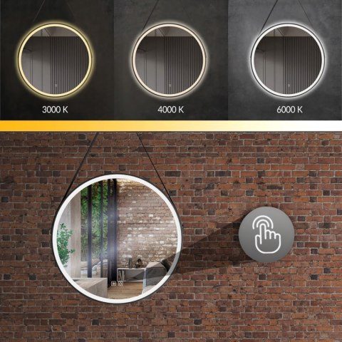 LUSTRO OKRĄGŁE LED WISZĄCE NA PASKU 70cm 104