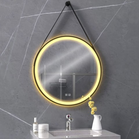 LUSTRO OKRĄGŁE LED WISZĄCE NA PASKU 70cm 104