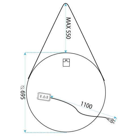 LUSTRO OKRĄGŁE LED WISZĄCE NA PASKU 70cm 104