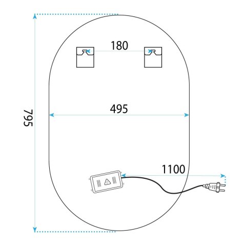 LUSTRO ŚCIENNE LED 50x80cm S027