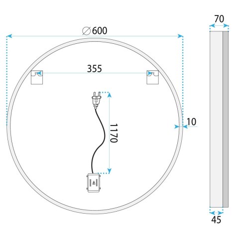 LUSTRO ŚCIENNE LED 60cm BL804