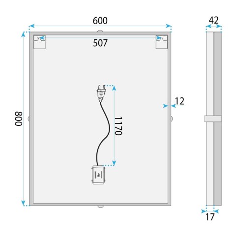 LUSTRO ŚCIENNE LED 60cm BL808
