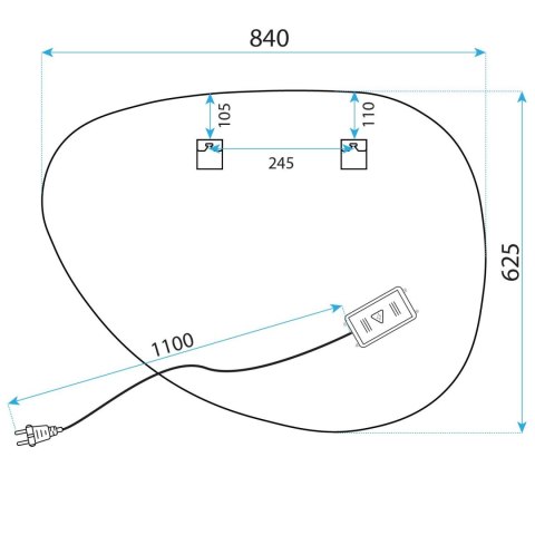 LUSTRO ŚCIENNE LED 84x63cm H142