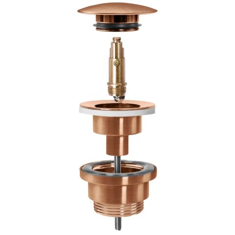 Syfon umywalkowy Rea z korkiem klik-klak Rea Miedziany Szczotkowany