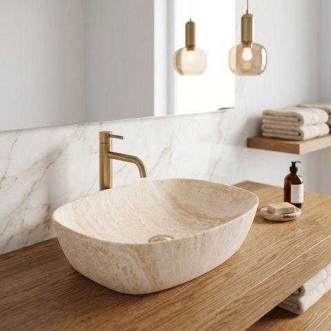 Umywalka nablatowa Rea Freja Travertine Matt