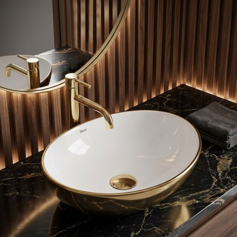 Umywalka nablatowa Rea Sofia Gold / White