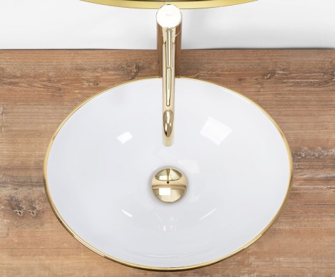 Umywalka nablatowa Rea Sofia Gold / White