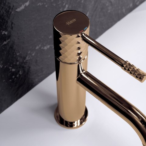 Bateria umywalkowa Rea Lungo Diamond Miedź Niska