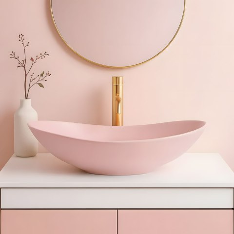 Umywalka nablatowa Rea Royal Powder Pink Matt