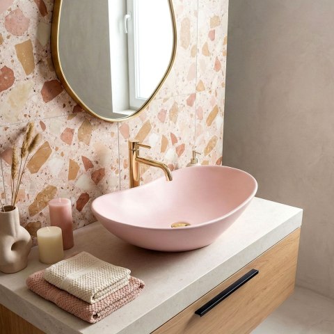 Umywalka nablatowa Rea Royal Powder Pink Matt