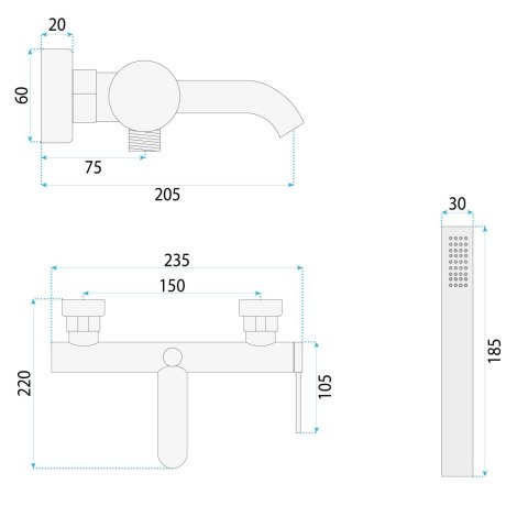Bateria wannowa REA SPOT Nikiel Szczotkowany