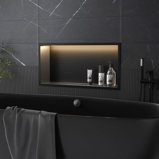 PÓŁKA WNĘKOWA ŁAZIENKOWA LED 30x60 czarna