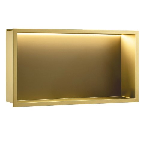 PÓŁKA WNĘKOWA ŁAZIENKOWA LED 30x60 złota szczotkowana