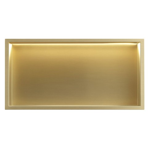 PÓŁKA WNĘKOWA ŁAZIENKOWA LED 30x60 złota szczotkowana