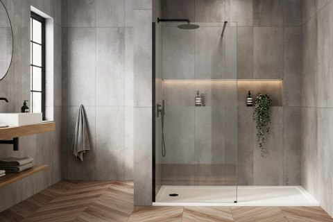 Kabina prysznicowa Walk-In Rea Flexi Transparent / Black 110
