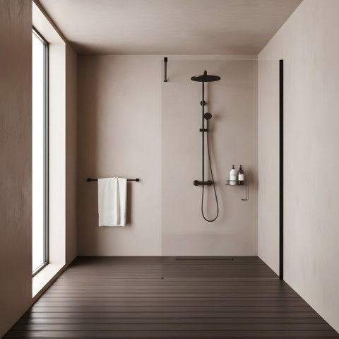 Kabina prysznicowa Walk-In Rea Flexi Transparent / Black 90