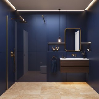 Kabina prysznicowa Walk-In Rea Flexi Transparent / Brush Gold 130