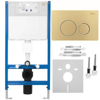 Stelaż zestaw podtynkowy K011A-Q do mis WC z przyciskiem I Złoty Szczotkowany
