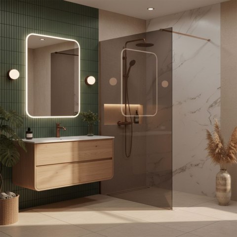 Kabina prysznicowa Walk-In Rea Flexi Brown / Brush Copper 90