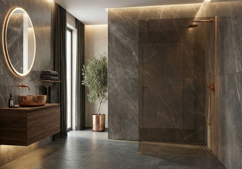 Kabina prysznicowa Walk-In Rea Flexi Brown / Brush Copper 90