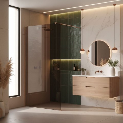 Kabina prysznicowa Walk-In Rea Flexi Brown / Brush Copper 90