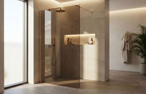 Kabina prysznicowa Walk-In Rea Flexi Brown / Brush Copper 90