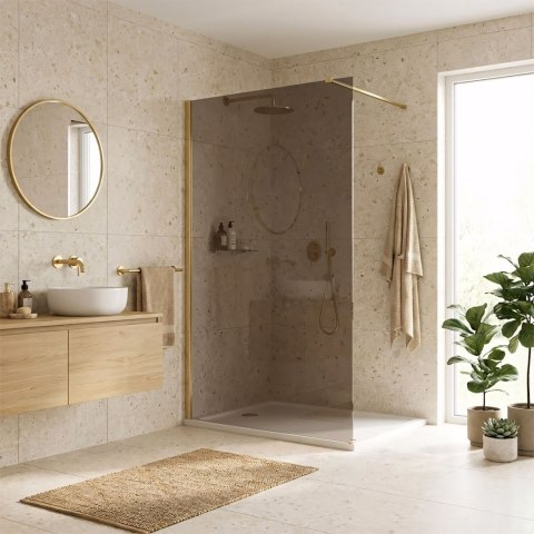 Kabina prysznicowa Walk-In Rea Flexi Brown / Brush Gold 110