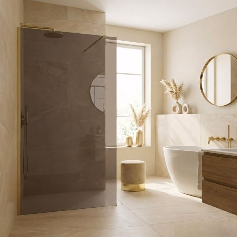 Kabina prysznicowa Walk-In Rea Flexi Brown / Brush Gold 110
