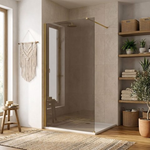Kabina prysznicowa Walk-In Rea Flexi Brown / Brush Gold 110