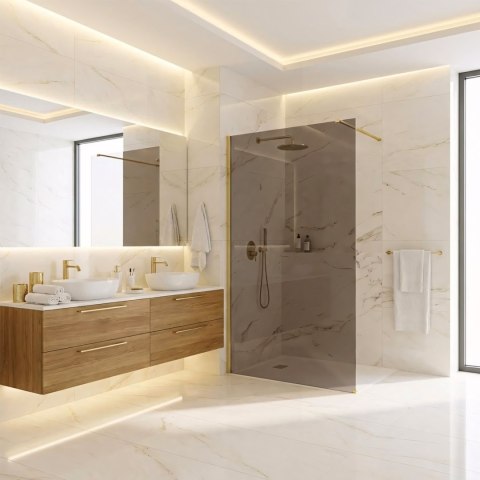 Kabina prysznicowa Walk-In Rea Flexi Brown / Brush Gold 140