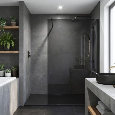 Kabina prysznicowa Walk-In Rea Flexi Grey / Black 110
