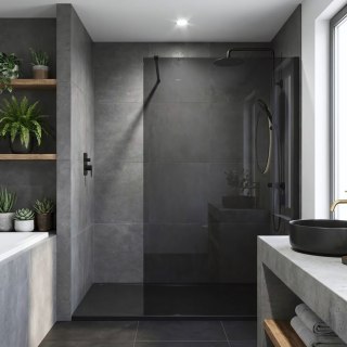 Kabina prysznicowa Walk-In Rea Flexi Grey / Black 140