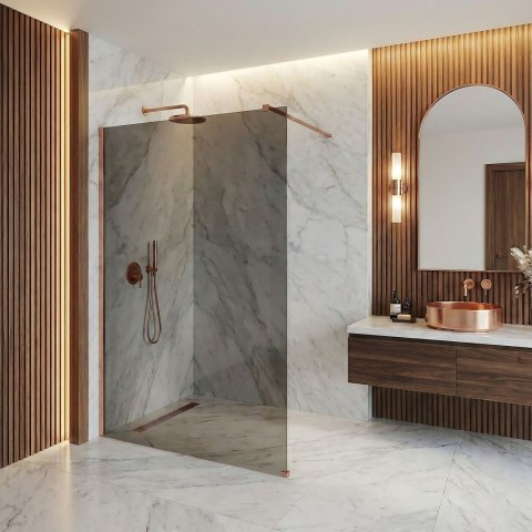 Kabina prysznicowa Walk-In Rea Flexi Grey / Brush Copper 120