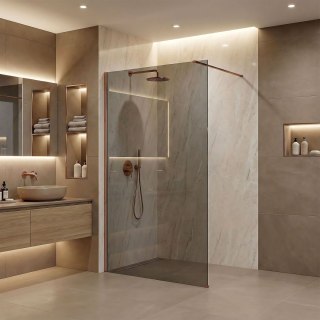 Kabina prysznicowa Walk-In Rea Flexi Grey / Brush Copper 140