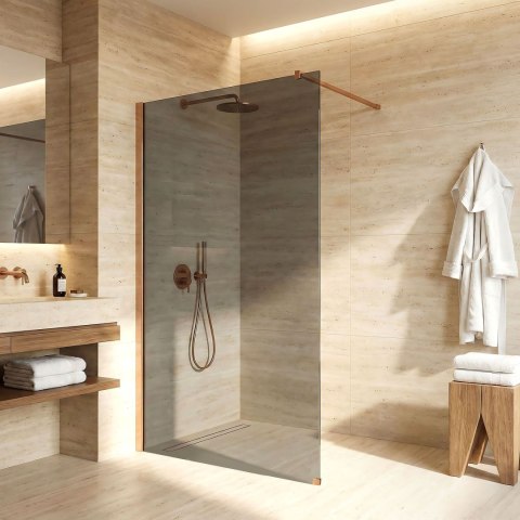 Kabina prysznicowa Walk-In Rea Flexi Grey / Brush Copper 90
