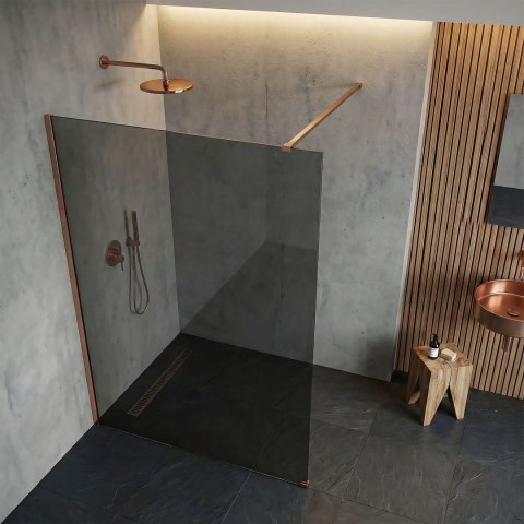 Kabina prysznicowa Walk-In Rea Flexi Grey / Brush Copper 90