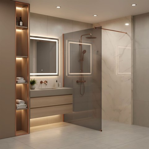 Kabina prysznicowa Walk-In Rea Flexi Grey / Brush Copper 90