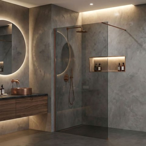 Kabina prysznicowa Walk-In Rea Flexi Grey / Brush Copper 90