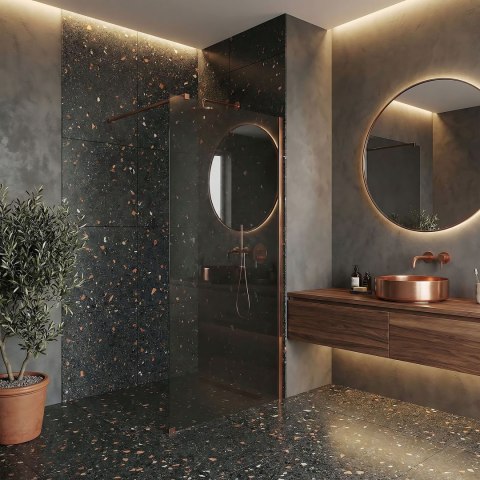 Kabina prysznicowa Walk-In Rea Flexi Grey / Brush Copper 90