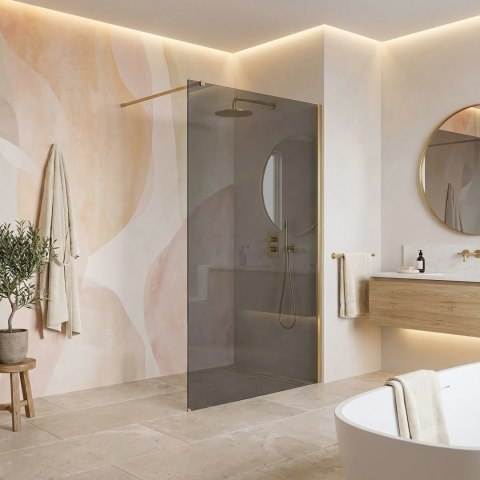 Kabina prysznicowa Walk-In Rea Flexi Grey / Brush Gold 90