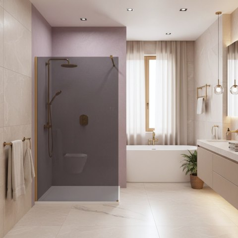 Kabina prysznicowa Walk-In Rea Flexi Grey / Brush Gold 90