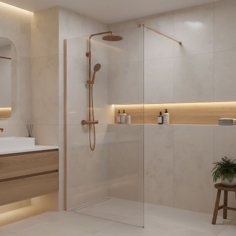 Kabina prysznicowa Walk-In Rea Flexi Transparent / Brush Copper 100