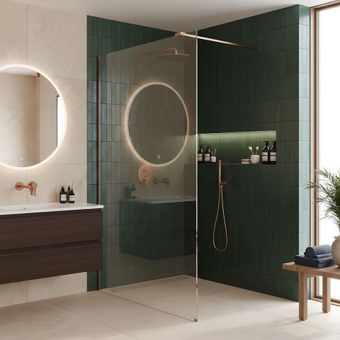 Kabina prysznicowa Walk-In Rea Flexi Transparent / Brush Copper 100