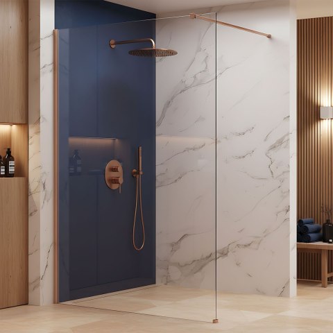 Kabina prysznicowa Walk-In Rea Flexi Transparent / Brush Copper 120