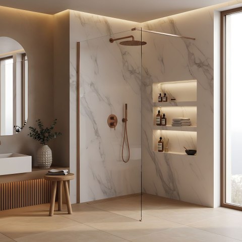Kabina prysznicowa Walk-In Rea Flexi Transparent / Brush Copper 120