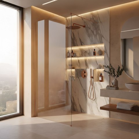 Kabina prysznicowa Walk-In Rea Flexi Transparent / Brush Copper 140