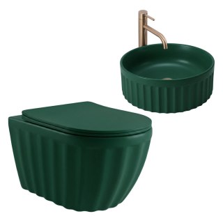 Zestaw Misa WC Duo podwieszana + Umywalka nablatowa Rea Duo Matcha Matt